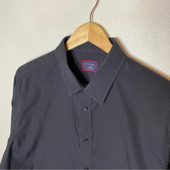 Untuckit Black Button Up Dress Shirt with French Cuffs Size X-Large - Picture 2 of 12